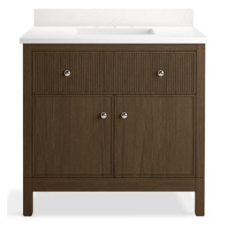 Kohler Malin by Studio McGee 36" Free Standing Vanity Set with Cabinet and Quartz Vanity Top Draper Oak