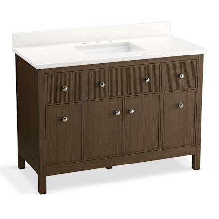 Kohler Malin by Studio McGee 48" Free Standing Vanity Set with Cabinet and Stone Composite Vanity Top Draper Oak