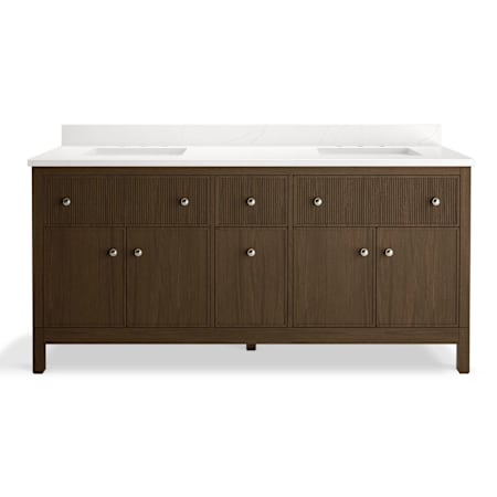 Kohler Malin by Studio McGee 72" Free Standing Vanity Set with Cabinet and Stone Composite Vanity Top2 Draper Oak