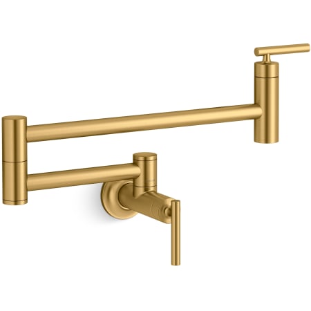 Kohler 5.2 GPM Wall Mounted Single Hole Pot Filler Vibrant Brushed Moderne Brass