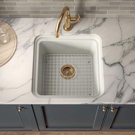 Kohler Audrine by Studio McGee 18-5/8" Undermount Single Basin Fireclay Kitchen Sink with Basin Rack Dune