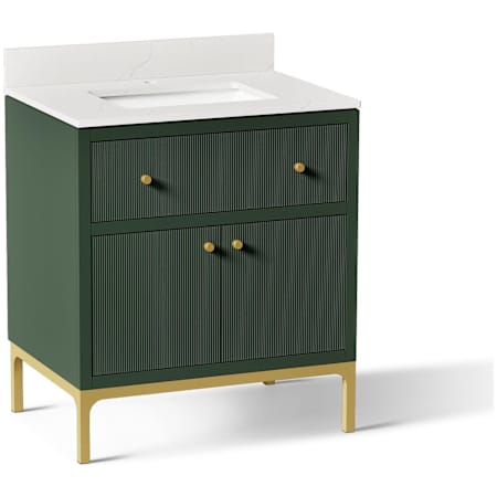 Kohler Calpa 30" Free Standing Single Basin Vanity Set with Cabinet and Quartz Vanity Top Emerald Green