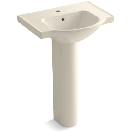 Kohler Veer 24" Pedestal Bathroom Sink with One Hole Drilled and Overflow Almond