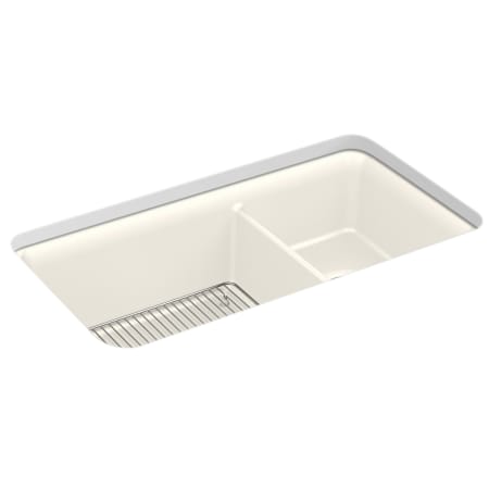 Kohler Cairn Slim Divide 33-1/2" Undermount Double Bowl Neoroc Granite Composite Kitchen Sink with Large Bowl Sink Rack Matte Beige