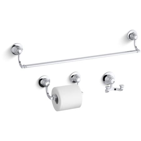 Kohler Bancroft 24" Towel Bar, Tissue Holder and Robe Hook Polished Chrome