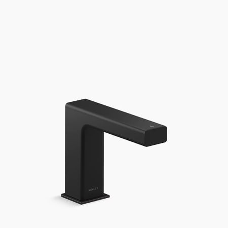 Kohler Strayt 0.5 GPM Single Hole Touchless Bathroom Faucet with Grid Drain and Kinesis Sensor, AC-Powered Matte Black