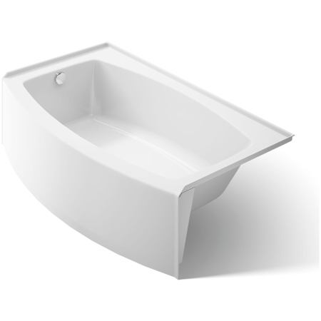 Kohler Expanse Bath Tub 60" x 30" - 36" Acrylic Soaking for Three Wall Alcove Installations with Integral Curved Apron and Left Drain White