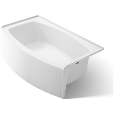 Kohler 60" Three Wall Alcove Curved Apron Soaking Tub with Right Hand Drain White