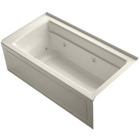 Kohler Archer Collection 60" Three Wall Alcove Jetted Whirlpool Bath Tub with Right Side Drain Almond