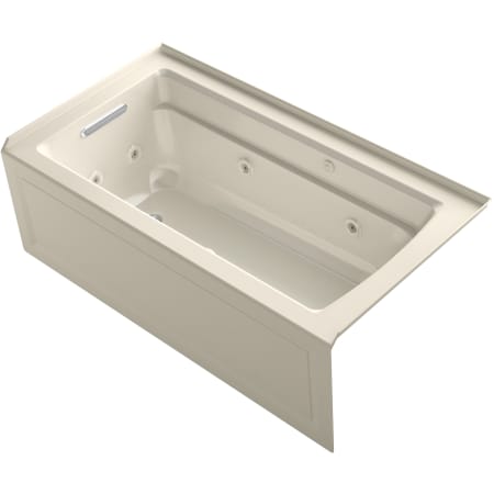 Kohler Archer 60" Three Wall Alcove Acrylic Air/Whirlpool Tub with Left Drain and Overflow - Comfort Depth Design Almond