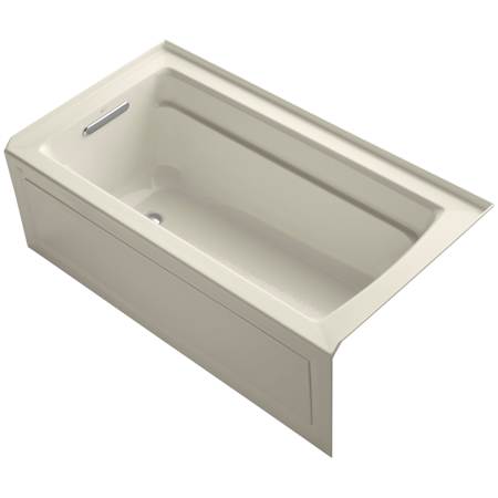 Kohler Archer 60" Alcove Soaking Bath Tub with Bask Heating and Left Drain Almond