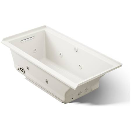 Kohler Underscore Rectangle 60" Three Wall Alcove Acrylic Air / Whirlpool Tub with Left Drain and Overflow Biscuit