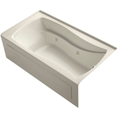 Kohler Mariposa Collection 66" Three Wall Alcove Jetted Whirlpool Bath Tub with Right Side Drain and Built-In Heater Almond