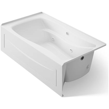Kohler Mariposa 66" Three Wall Alcove Jetted Whirlpool Bath Tub with Right Drain and Bask Heating Technology White