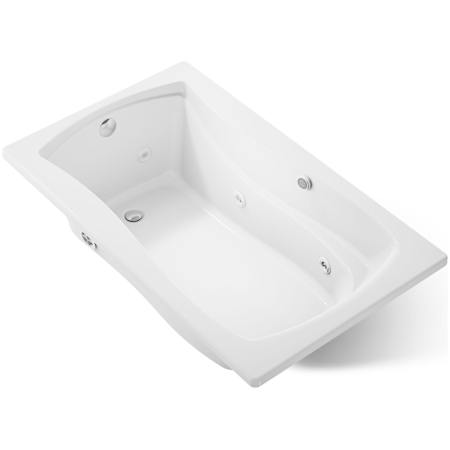 Kohler Mariposa 60" Drop-In Jetted Whirlpool Bath Tub - Reversible Drain White