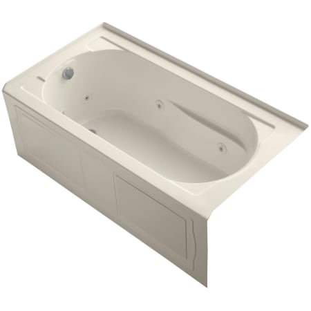 Kohler Devonshire Collection 60" Three Wall Alcove Jetted Whirlpool Bath Tub with Left Side Drain Almond