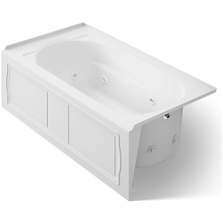 Kohler Devonshire Collection 60" Three Wall Alcove Jetted Whirlpool Bath Tub with Right Side Drain White