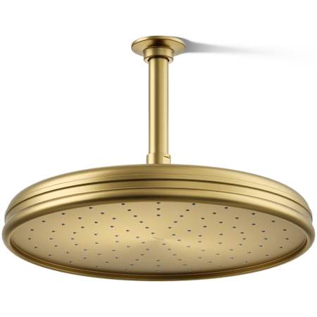 Kohler Traditional Round 12" Single Function 2.5 GPM Rainhead with MasterClean Sprayface and Katalyst Air-Induction Technology Vibrant Brushed Moderne Brass