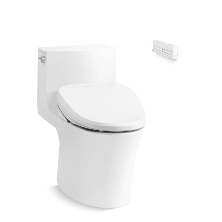 Kohler Veil One-Piece Hidden Cord Elongated Toilet with Skirted Trapway - Includes PureWash E820 Elongated Bidet Seat with Remote Control White