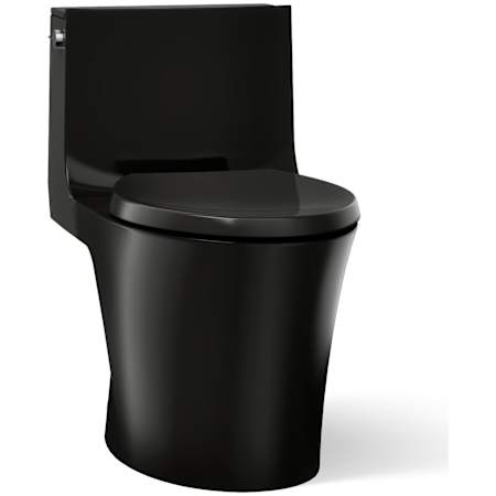Kohler Veil 0.8 / 1.28 GPF Dual Flush One Piece Elongated Comfort Height Toilet with Left Hand Lever - Seat Included with Quiet-Close Technology Black Black