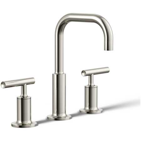Kohler Purist 1.2 GPM Widespread Bathroom Faucet with Pop-Up Drain Assembly Polished Nickel