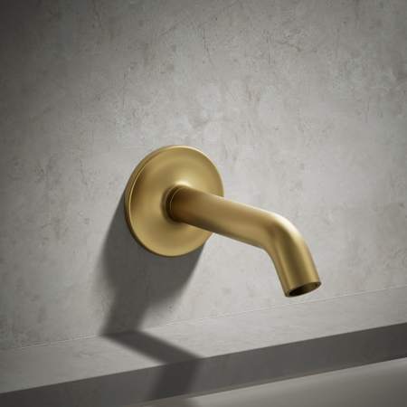 Kohler Purist Wand-Wannenauslauf In Moderne Brushed Gold – 35° Neigung, Wandmontiert, Ohne Umschalter