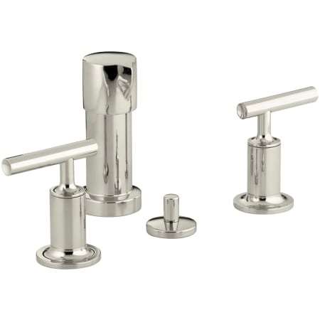 Kohler Purist Widespread Bidet Faucet with 2 Lever Handles and Pop-Up Drain Assembly Polished Nickel
