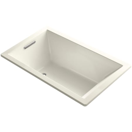 Kohler Underscore 60" Soaking Tub with Reversible Drain, Bask Heating, and VibrAcoustic Technology Biscuit