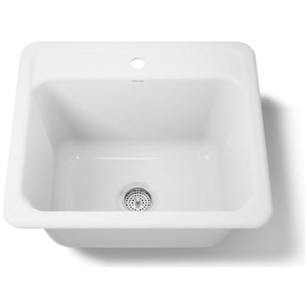 Kohler Glen Falls 25" Single Basin Undermount or Drop In Cast Iron Utility Sink with Single Faucet Hole White