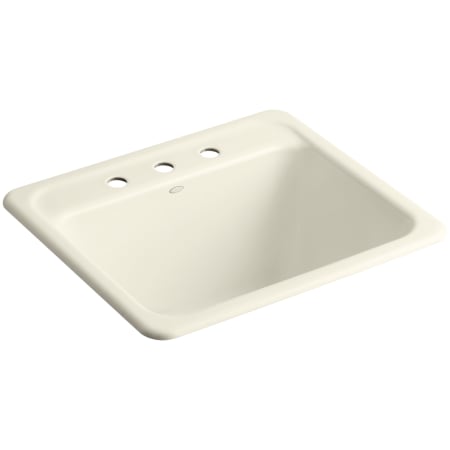 Kohler Glen Falls 25" Single Basin Undermount or Drop In Cast Iron Utility Sink with Three Faucet Holes Almond