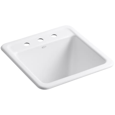 Kohler Park Falls 21" Single Basin Undermount or Drop In Cast Iron Utility Sink with Three Faucet Holes White