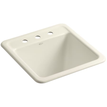 Kohler Park Falls 21" Single Basin Undermount or Drop In Cast Iron Utility Sink with Three Faucet Holes Almond