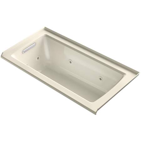 Kohler Archer 60" Drop-In Jetted Whirlpool Bath Tub - Left Drain Almond