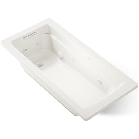 Kohler Archer 66" ExoCrylic Drop In Whirlpool Tub with Reversible Drain and Comfort Depth Design Biscuit