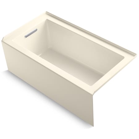 Kohler Underscore 60" Acrylic Soaking Bathtub for Three Wall Alcove Installation with Left Drain, Integral Apron, Flange and Overflow Almond