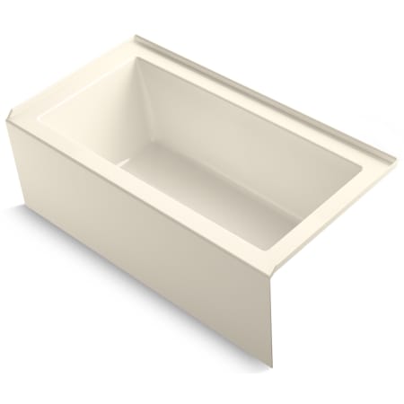 Kohler Underscore 60" Acrylic Soaking Bathtub for Three Wall Alcove Installation with Right Drain, Integral Apron and Flange - Overflow Not Included Almond