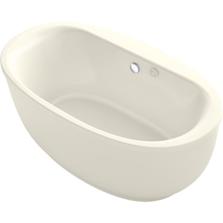 Kohler Sunstruck 66" Free Standing Acrylic Air Tub with Center Drain, Overflow, and Fluted Shroud - Bask Heated Surface Technology Biscuit