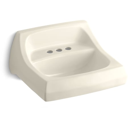 Kohler Kingston 16" Wall Mounted Bathroom Sink with 3 Holes Drilled and Overflow Almond