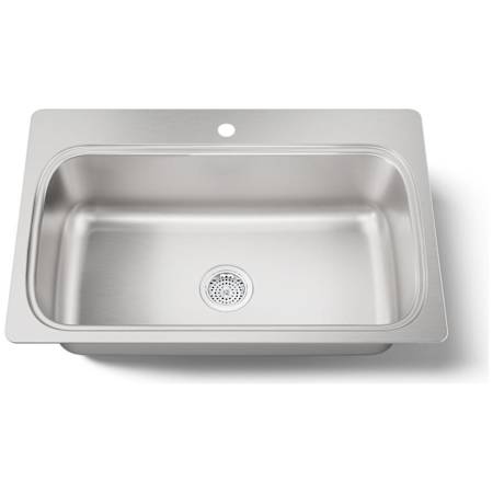 Kohler Verse 33" Single Basin Drop In kitchen Sink With Single Faucet Hole Stainless Steel