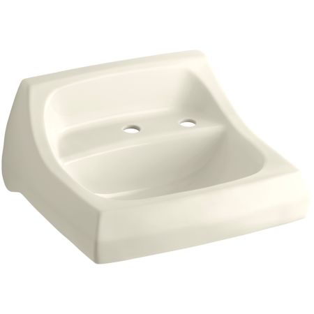 Kohler Kingston 16" Wall Mounted Bathroom Sink with 2 Holes Drilled and Overflow Almond