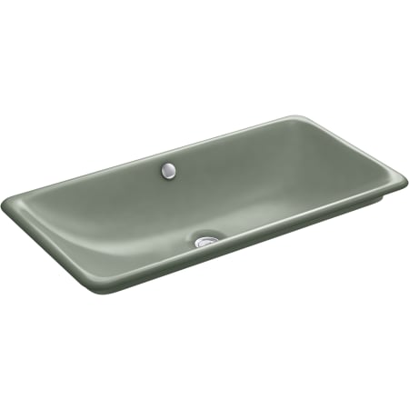 Kohler Iron Plains 30" Rectangular Cast Iron Drop In, Undermount, Vessel Bathroom Sink with Overflow Aspen Green