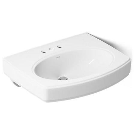 Kohler Pinoir 18" Wall Mounted Bathroom Sink with 3 Holes Drilled and Overflow White