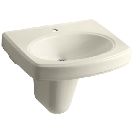 Kohler Pinoir 18" Wall Mounted Bathroom Sink with 1 Hole Drilled and Overflow Almond