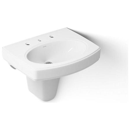 Kohler Pinoir 18" Wall Mounted Bathroom Sink with 3 Holes Drilled and Overflow White