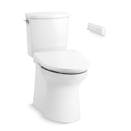 Kohler Irvine Two-Piece Comfort Height Elongated Toilet with Skirted Trapway - Includes Irvine E915 Elongated Bidet Seat with Remote Control White