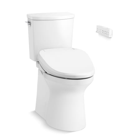 Kohler Irvine Two-Piece Comfort Height Elongated Toilet with Skirted Trapway - Includes PureWash E820 Elongated Bidet Seat with Remote Control