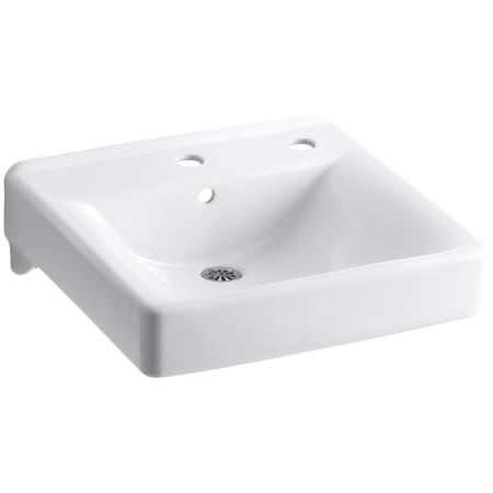 Kohler Soho 18" Wall Mounted Bathroom Sink with 2 Holes Drilled and Overflow White