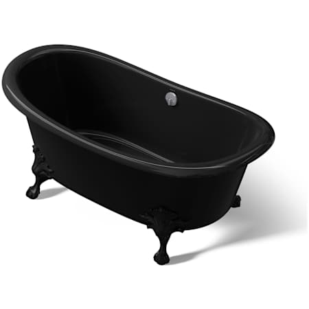 Kohler Artifacts 66" Free Standing Cast Iron Soaking Tub with Center Drain - Claw Feet Sold Separately Black / Black
