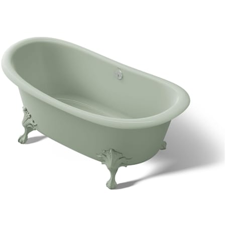 Kohler Artifacts 67" Clawfoot Cast Iron Soaking Tub with Center Drain and Overflow Aspen Green