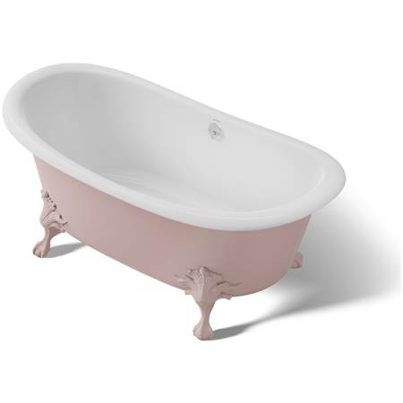 Kohler Artifacts 67" Free Standing Cast Iron Soaking Tub with Heritage Peachblow Exterior, Center Drain, and Overflow 150th Peachblow